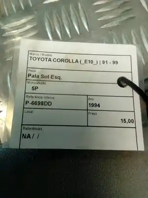 Peça sobressalente para automóvel em segunda mão pára-sol esquerdo por fiat uno (146) 1.0 cat referências oem iam   