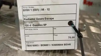 Second-hand car spare part egr cooler for bmw 1 (e81) 120 d oem iam references 780518903  