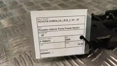 Second-hand car spare part interior right front handle for toyota corolla (_e12_) 1.4 d (nde120_) oem iam references 50594a2  