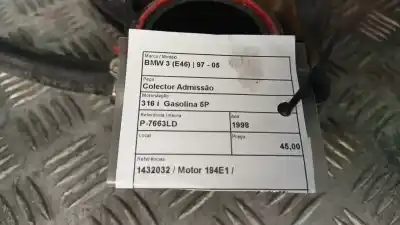 Second-hand car spare part intake manifold for bmw 3 (e46) 316 i oem iam references 1432032  