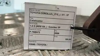 Second-hand car spare part catalytic converter for toyota corolla (_e12_) 1.4 d (nde120_) oem iam references 33040  