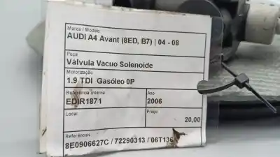 Pezzo di ricambio per auto di seconda mano valvola solenoide per audi a4 b7 avant (8ed) 1.9 tdi riferimenti oem iam 8e0906627c  