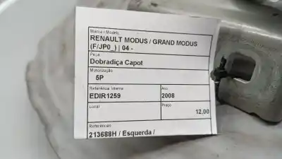 Second-hand car spare part bonnet hinge for renault modus / grand modus (f/jp0_) 1.5 dci (fp0e. jp0e) oem iam references 213688h  