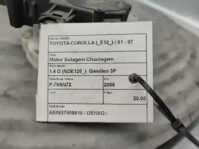 Peça sobressalente para automóvel em segunda mão motor de sofagem por toyota corolla (_e12_) 1.4 d (nde120_) referências oem iam ae0637008610  