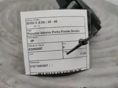 Second-hand car spare part interior right front handle for bmw 3 (e36) 320 i oem iam references 51211960807  