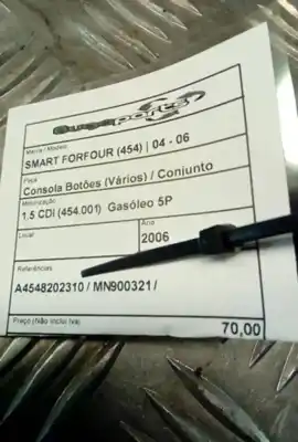 Peça sobressalente para automóvel em segunda mão comandos de alavanca por smart forfour (454) 1.5 cdi (454.001) referências oem iam a4548202310  