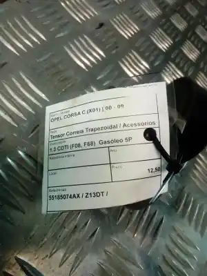 Автозапчастина б/у натяжач допоміжних ременів для opel corsa c (x01) 1.3 cdti (f08 f68) посилання на oem iam 55185074ax  