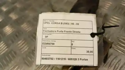 Автозапчасти б/у замок передней правой двери за opel corsa b (s93) 1.5 td (f08. f68. m68) ссылки oem iam 90493702  