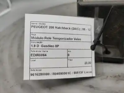 Автозапчасти б/у блок предварительного нагревания за peugeot 206 hatchback (2a/c) 1.9 d ссылки oem iam 9616280080  