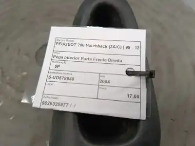 Second-hand car spare part interior right front handle for peugeot 206 hatchback (2a/c) 1.4 i oem iam references 9629325977  