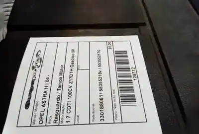 Peça sobressalente para automóvel em segunda mão tampa do motor por opel astra h (a04) 1.7 cdti 100cv referências oem iam 330188061  