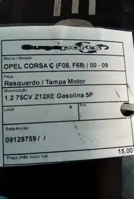 Pezzo di ricambio per auto di seconda mano coperchio motore per opel corsa c (x01) 1.2 (f08 f68) riferimenti oem iam 09129759  