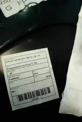 Second-hand car spare part right rear door trim for nissan note (e11, ne11) 1.5 dci oem iam references   