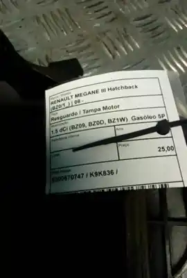 Pezzo di ricambio per auto di seconda mano coperchio motore per renault megane iii hatchback (bz0/1_) 1.5 dci (bz09. bz0d. bz1w) riferimenti oem iam 8200670747  