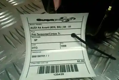 Second-hand car spare part rear center airbag tensioner for audi a4 avant (b5) 2.4 oem iam references 566190701  