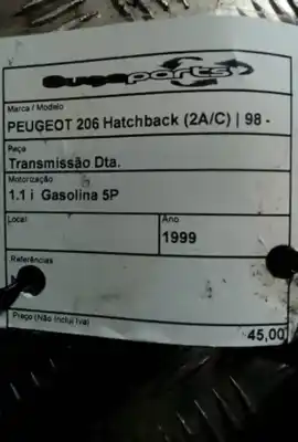 Автозапчастина б/у правий привід для peugeot 206 hatchback (2a/c) 1.1 посилання на oem iam   