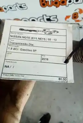 Second-hand car spare part right drive for nissan note (e11, ne11) 1.5 dci oem iam references   