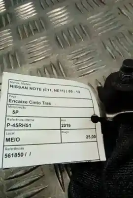 Second-hand car spare part center rear seat belt buckle for nissan note (e11, ne11) 1.5 dci oem iam references 561850  