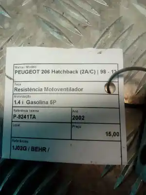 Автозапчасти б/у сопротивление нагреву за peugeot 206 hatchback (2a/c) 1.4 i ссылки oem iam 1j02g  