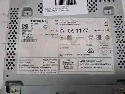 Peça sobressalente para automóvel em segunda mão display gps / multimídia por skoda fabia 3 manual referências oem iam 6v0035871