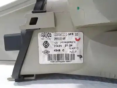 Second-hand car spare part right tailgate light for renault fluence 1.6 16v 110 cv / 81 kw oem iam references 265502140r  
