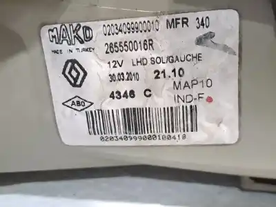 Second-hand car spare part left tailgate light for renault fluence 1.6 16v 110 cv / 81 kw oem iam references 265552802r  