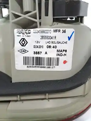 Second-hand car spare part left tailgate door light for renault fluence 1.6 16v 110 cv / 81 kw oem iam references 265550041r  02034599900010