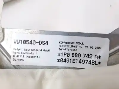 Peça sobressalente para automóvel em segunda mão airbag de cortina dianteiro direito por seat leon (1p1) leon 1p1 referências oem iam 1p0880742a  