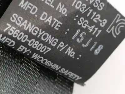 Pièce détachée automobile d'occasion ceinture de securite arriere gauche pour ssangyong rexton 672960 références oem iam 7560008007   Pièce détachée automobile d'occasion ceinture de securite arriere gauche pour ssangyong rexton 672960 références oem iam 7560008007