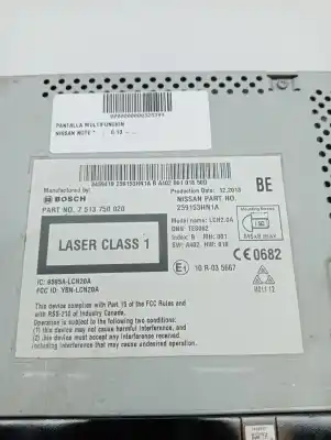 Second-hand car spare part multifunction display for nissan note (e12) 1.2 oem iam references 259153vv2a  