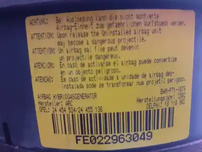Peça sobressalente para automóvel em segunda mão airbag dianteiro esquerdo por opel corsa c corsa c referências oem iam 18110982  18110982 - 24454524