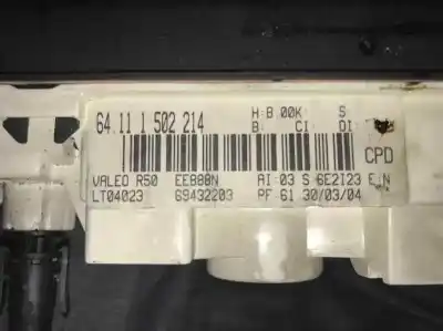 Pezzo di ricambio per auto di seconda mano Controllo Riscaldamento / Aria Condizionata per MINI MINI (R50, R53) One Riferimenti OEM IAM 64111502214  