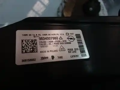 Pezzo di ricambio per auto di seconda mano FARO ANTERIORE DESTRO per OPEL MOKKA X  Riferimenti OEM IAM 9834007980  