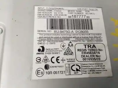 Автозапчасти б/у аудиосистема / радио cd за citroen c3 c-series 81 cv / 60 kw ссылки oem iam 9818777780  