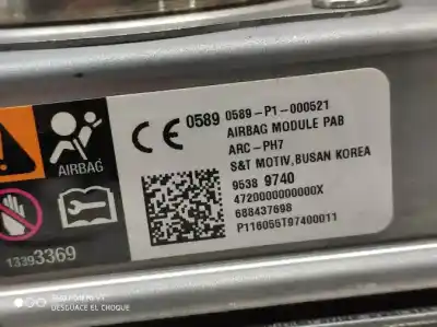 Second-hand car spare part airbag kit for chevrolet spark lt oem iam references   