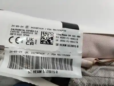 Peça sobressalente para automóvel em segunda mão AIRBAG DE CORTINA DIANTEIRO DIREITO por PEUGEOT RIFTER  Referências OEM IAM 9817292080  