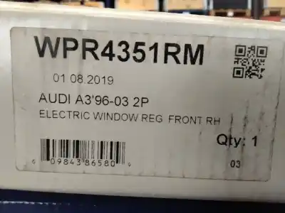 Peça sobressalente para automóvel em segunda mão elevador de vidros dianteiro direito por audi a3 (8l) 1.9 tdi referências oem iam wpr4351rm  