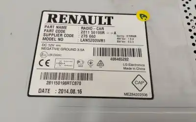 Second-hand car spare part multifunction display for renault captur adventure oem iam references 281150198r  