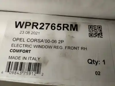 Peça sobressalente para automóvel em segunda mão elevador de vidros dianteiro direito por opel corsa c corsa c referências oem iam wpr2765rm  