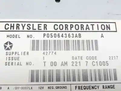 Second-hand car spare part audio system / radio cd for jeep compass limited oem iam references p05064363ab  