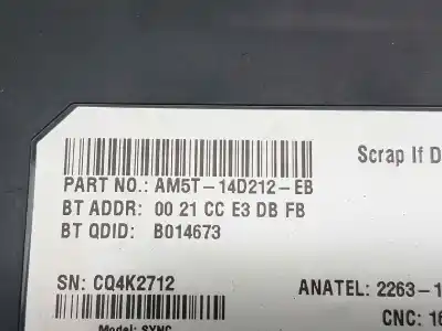 Second-hand car spare part electronic module for ford fiesta (ccn) trend oem iam references am5t14d212eb  