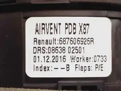 Автозапчастина б/у аераційна решіта для renault captur life посилання на oem iam 687606926r  