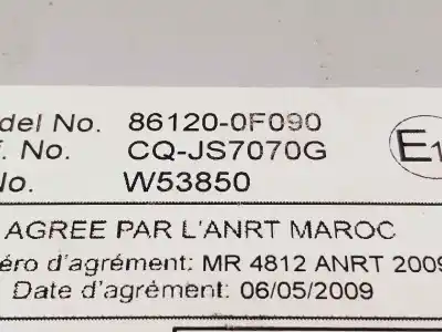Peça sobressalente para automóvel em segunda mão sistema de áudio / rádio cd por toyota verso active referências oem iam 861200f090  