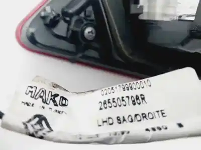 Second-hand car spare part interior rear right light for renault clio iv expression oem iam references 265505796r  