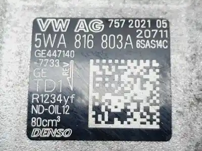 Peça sobressalente para automóvel em segunda mão compressor de ar condicionado a/a a/c por seat leon (kl1) fr referências oem iam 5wa816803a  