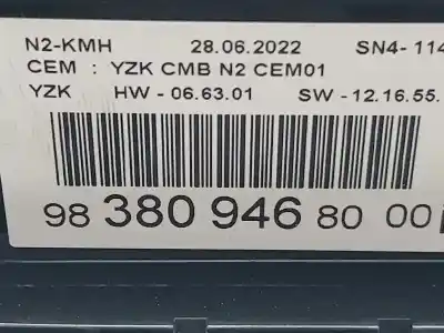 Pièce détachée automobile d'occasion compteur de vitesse tableau de bord pour peugeot partner iii 1.5 diesel références oem iam 983809468000  9838094680