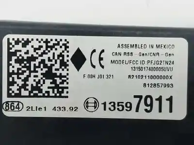 Second-hand car spare part electronic module for opel insignia berlina selective oem iam references 13597911 8210211000000x f00hj01321