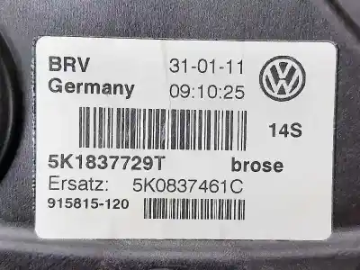 Pièce détachée automobile d'occasion léve glace avant gauche pour volkswagen golf vi (5k1) sport références oem iam 5k1837729t  5k0837461c