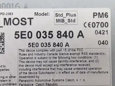Second-hand car spare part audio system / radio cd for skoda octavia iii combi (5e5, 5e6) 1.8 tsi oem iam references 5e0035840a  