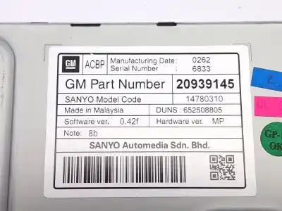 Автозапчастина б/у багатофункційний дисплей для opel zafira tourer c (p12) 2.0 cdti (75) посилання на oem iam 20939145   Автозапчастина б/у багатофункційний дисплей для opel zafira tourer c (p12) 2.0 cdti (75) посилання на oem iam 20939145